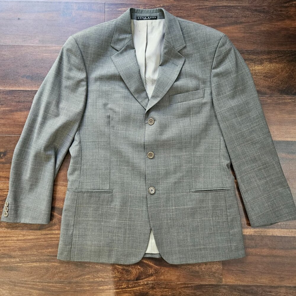 Hugo Boss Gray Einstein Sigma Super 100% Virgin Wool Jacket Blazer Size 40S